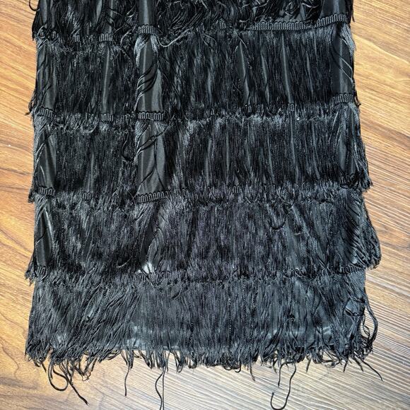 Charades VTG Black Fringe Flapper Dress S Halloween Costume Cosplay 20s Gatsby - Picture 5 of 10